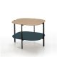 Table d'appoint carrée 60 x 60 EXO Kendo, plateau chêne clair et tablette océan