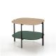Table d'appoint carrée 60 x 60 EXO Kendo, plateau chêne clair et tablette olive