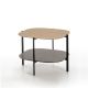 Table d'appoint carrée 60 x 60 EXO Kendo, plateau chêne clair et tablette taupe