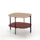 Table d'appoint carrée 60 x 60 EXO Kendo, plateau chêne clair et tablette tuile