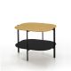 Table d'appoint carrée 60 x 60 EXO Kendo, plateau chêne naturel et tablette noir