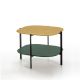 Table d'appoint carrée 60 x 60 EXO Kendo, plateau chêne naturel et tablette olive