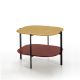 Table d'appoint carrée 60 x 60 EXO Kendo, plateau chêne naturel et tablette tuile