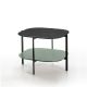 Table d'appoint carrée 60 x 60 EXO Kendo, plateau chêne teinté wengé et tablette menthe