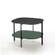 Table d'appoint carrée 60 x 60 EXO Kendo, plateau chêne teinté wengé et tablette olive