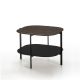 Table basse carrée 100 x 100 EXO Kendo, plateau chêne toasté et tablette noir