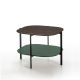 Table basse carrée 100 x 100 EXO Kendo, plateau chêne toasté et tablette olive