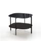 Table d'appoint carrée 60 x 60 EXO Kendo, plateau verre noir et tablette ardoise