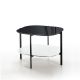 Table d'appoint carrée 60 x 60 EXO Kendo, plateau verre noir et tablette blanc