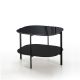 Table d'appoint carrée 60 x 60 EXO Kendo, plateau verre noir et tablette noir