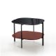 Table d'appoint carrée 60 x 60 EXO Kendo, plateau verre noir et tablette tuile