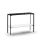 Console 100 cm EXO Kendo, plateau verre noir et tablette blanc