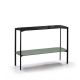 Console 100 cm EXO Kendo, plateau verre noir et tablette menthe