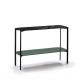 Console 100 cm EXO Kendo, plateau verre noir et tablette olive