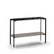 Console 100 cm EXO Kendo, plateau verre noir et tablette taupe