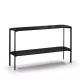 Console 120 cm EXO Kendo, plateau verre noir et tablette ardoise