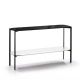 Console 120 cm EXO Kendo, plateau verre noir et tablette blanc