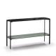 Console 120 cm EXO Kendo, plateau verre noir et tablette menthe