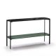 Console 120 cm EXO Kendo, plateau verre noir et tablette olive