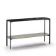 Console 120 cm EXO Kendo, plateau verre noir et tablette pierre