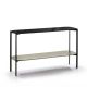 Console 120 cm EXO Kendo, plateau verre noir et tablette sable