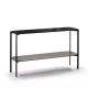 Console 120 cm EXO Kendo, plateau verre noir et tablette taupe