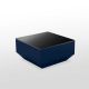 Table basse 60 x 60 VELA Vondom, coloris bleu marine et plateau verre noir