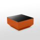 Table basse 60 x 60 VELA Vondom, coloris orange et plateau verre noir