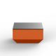 Table basse 60 x 60 VELA Vondom, coloris orange et plateau verre noir