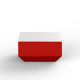 Table basse 60 x 60 VELA Vondom, coloris rouge et plateau verre blanc