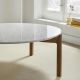 Table basse noyer massif LOTTA Kendo, plateau marbre blanc
