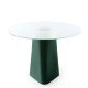 Table ronde vert pin, Ø 100, plateau verre rétrolaqué ADAM B-Line