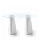 Table ovale blanche, plateau verre transparent ADAM B-Line