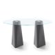 Table ovale grise, plateau verre transparent ADAM B-Line