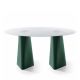 Table ovale vert pin, plateau verre laqué ADAM B-Line