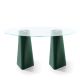 Table ovale vert pin, plateau verre transparent ADAM B-Line