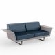 Canapé droit 2 places DELTA Vondom, chassis taupe et coussins crevin navy