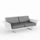 Canapé droit 2 places DELTA Vondom, chassis blanc et coussins crevin steel