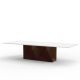 Table de repas outdoor XL FAZ Vondom, plateaux HPL Fullwhite et pied bronze 