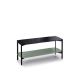 Meuble TV EXO 120 cm  Kendo, plateau verre noir et tablette menthe