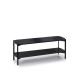 Meuble TV EXO 140 cm  Kendo, plateau verre noir et tablette ardoise