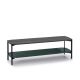 Meuble TV EXO 160 cm  Kendo, plateau chêne teinté gris et tablette forêt