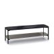 Meuble TV EXO 160 cm  Kendo, plateau chêne teinté wengé et tablette taupe
