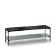 Meuble TV EXO 160 cm  Kendo, plateau verre noir et tablette menthe