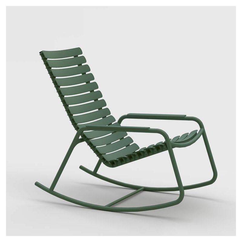 Rocking chair outdoor vert olive RECLIPS Houe, accoudoirs aluminium
