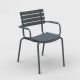 Fauteuil de jardin coloris gris foncé ReCLIPS Houe, accoudoirs aluminium