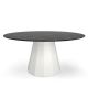 Table ronde ANKARA Ø 150 cm plateau marbre marquina Matière Grise, coloris blanc