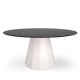 Table ronde ANKARA Ø 150 cm plateau marbre marquina Matière Grise, coloris eggshell