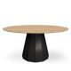 Table ronde ANKARA Ø 150 cm plateau chêne Matière Grise, pieds acier noir