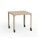 Table carrée outdoor à roulettes HEGOA Matière Grise, coloris crème